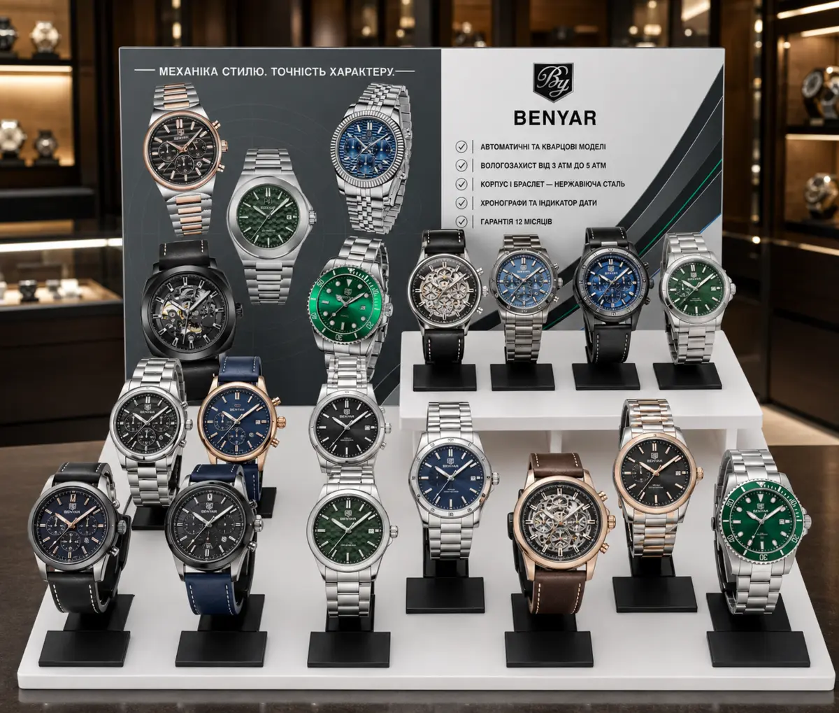 Укомплектований стенд BENYAR у магазині