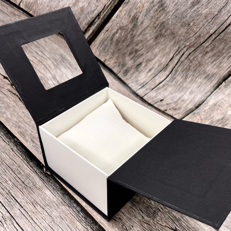 Подарочная картонная коробочка для часов Boxes черно-белая (SKU: 1000-0006) для хранения и упаковки