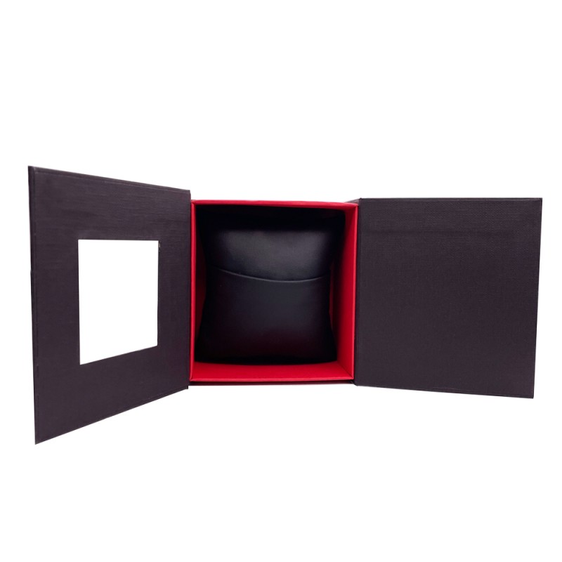 Boxes 1000-0259 Подарункова картонна коробочка для годинника чорно-червона з тризубом