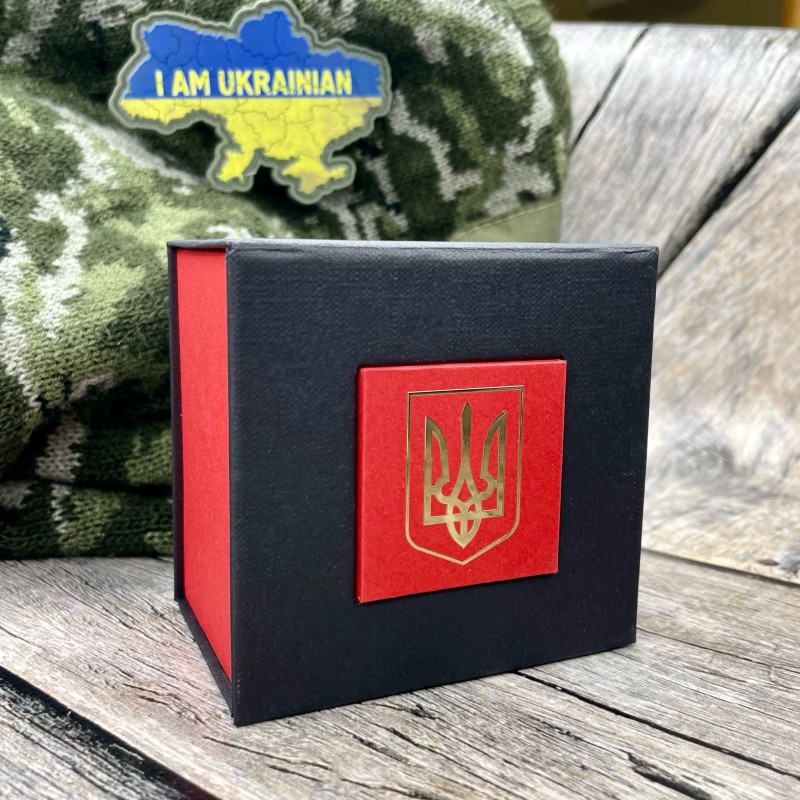 Boxes 1000-0259 Подарункова картонна коробочка для годинника чорно-червона з тризубом