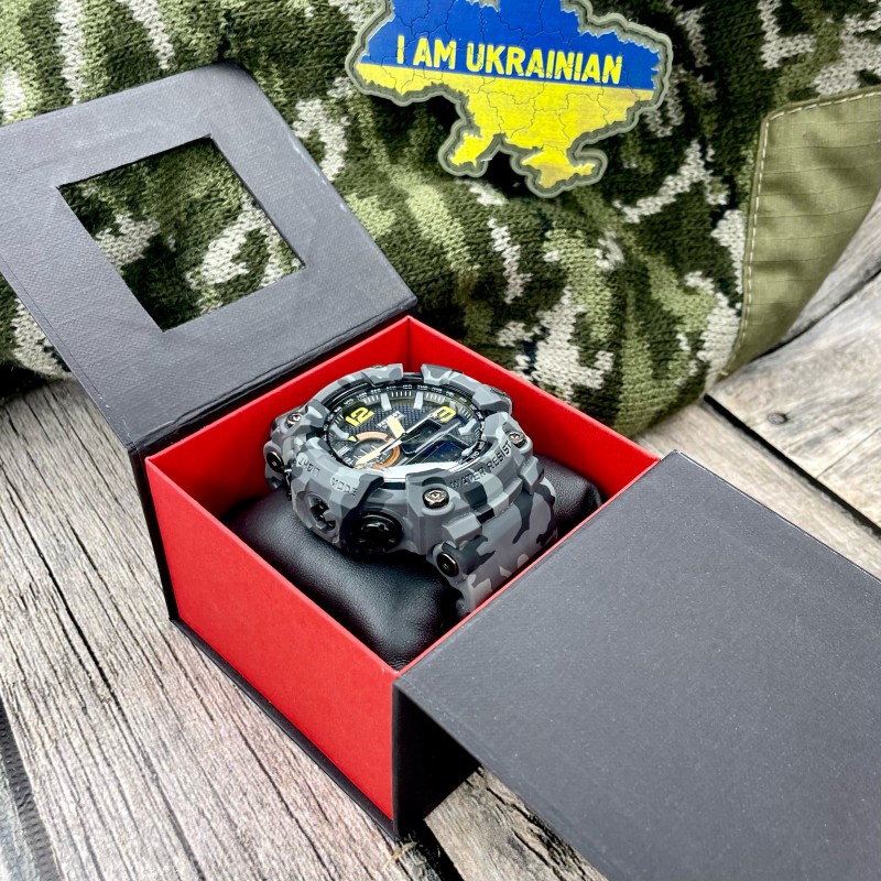 Boxes 1000-0259 Подарункова картонна коробочка для годинника чорно-червона з тризубом