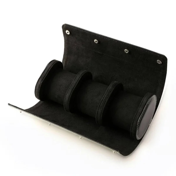 Коробка для трьох годинників Boxes Roll Black — чорний футляр-рол для зберігання та подорожей