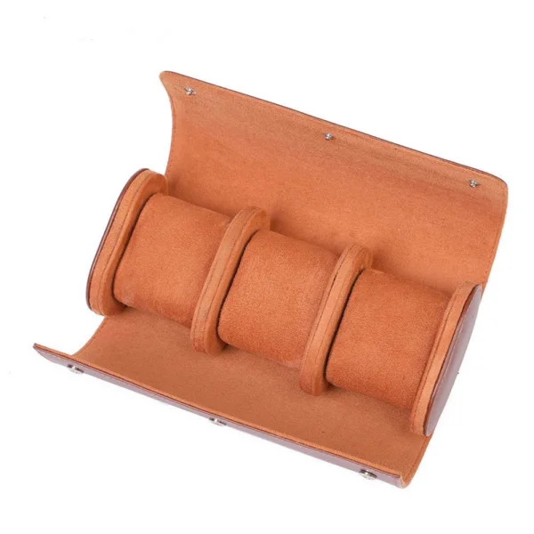 Коробка для трьох годинників Boxes Roll Brown коричнева футляр для зберігання годинників