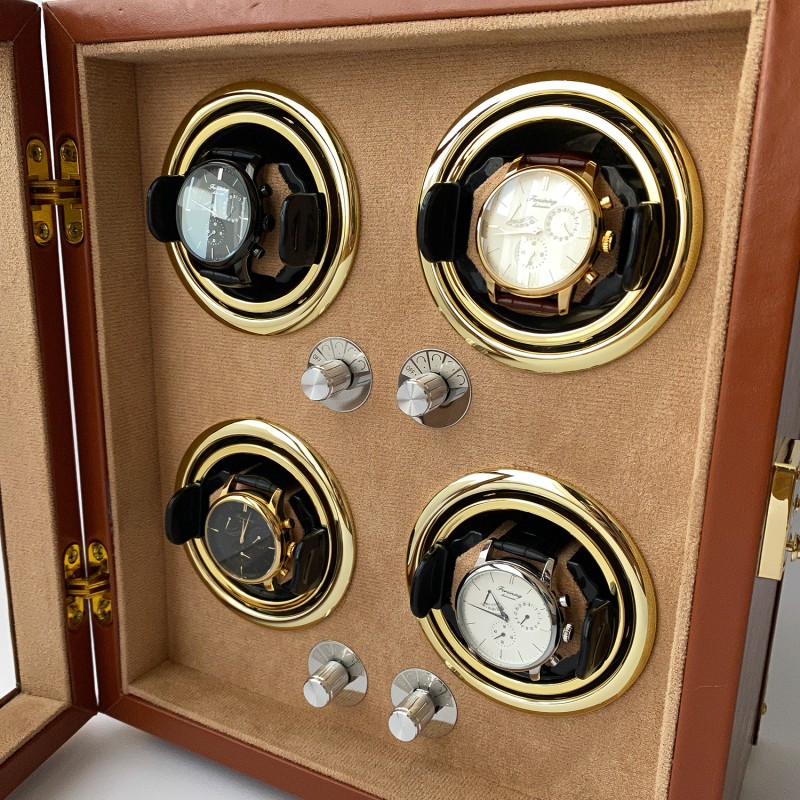Шкатулка для четырех часов с автоподзаводом Boxes коричневая (1000-0293)