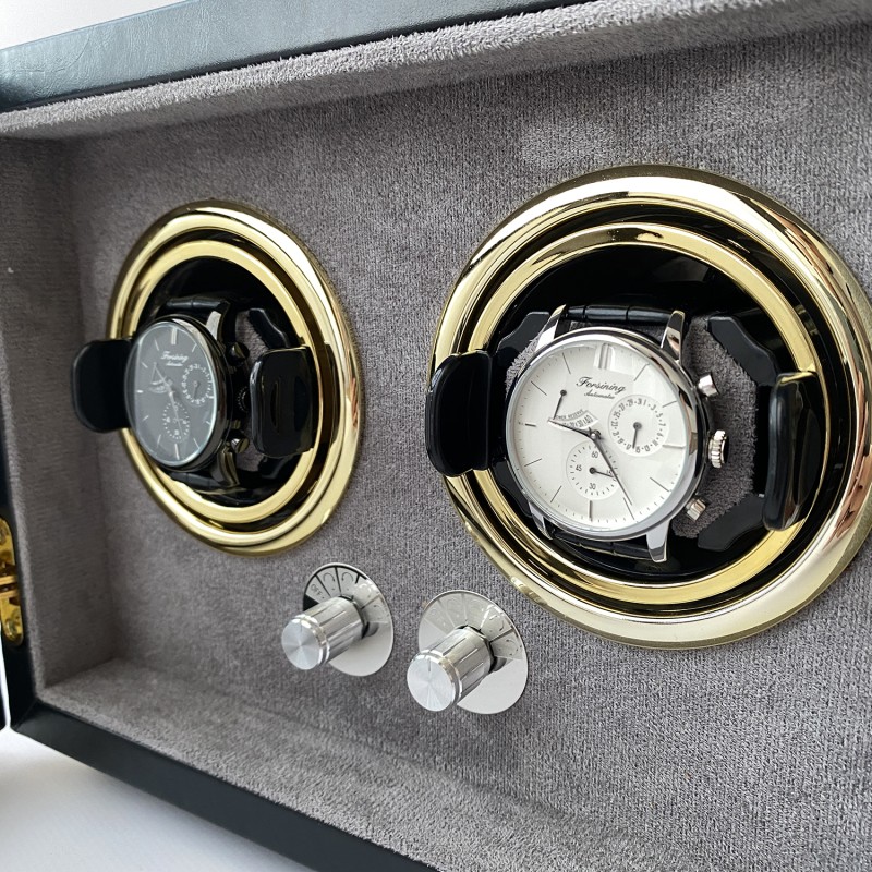 Скринька для двох годинників з автопідзаводом Boxes 1000-0294, чорна матова