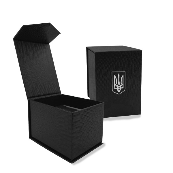 Коробочка для годинника Boxes чорна з срібним тризубом (SKU: 1000-0357) подарунковий футляр