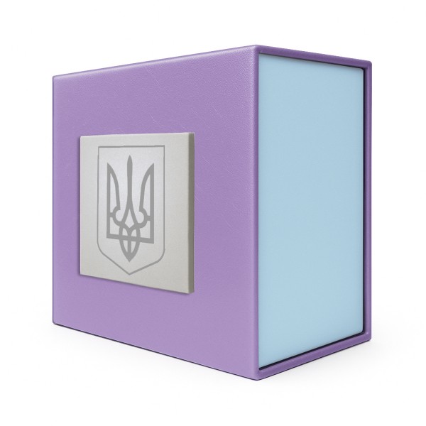 Boxes Подарункова картонна коробочка для годинника фіолетово-блакитна з срібним тризубом