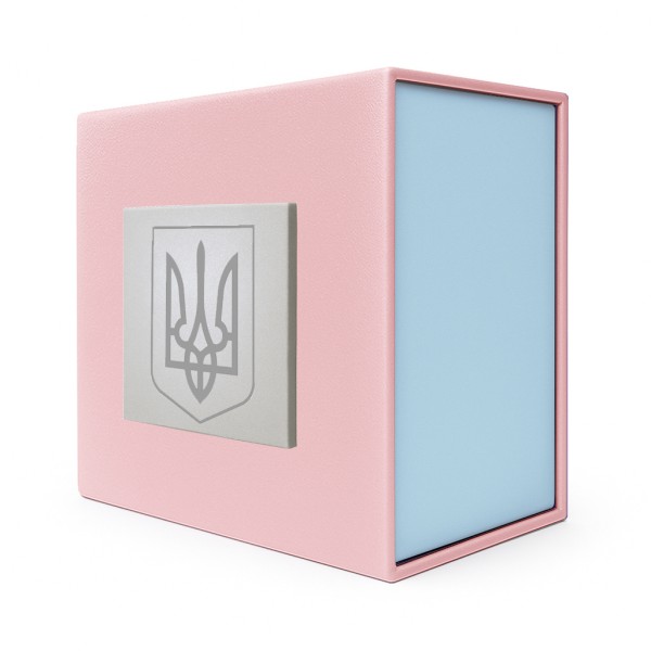 Подарункова коробочка Boxes для годинника рожево-блакитна зі срібним тризубом 1000-0387