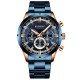 Мужские часы Curren 8355 Blue-Cuprum с хронографом и металлическим браслетом