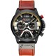 Мужские часы Curren 8329 Black-Brown с хронографом и кожаным ремешком