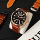 Мужские часы Curren 8379 Cuprum-Black-Brown с минеральным стеклом и кожаным ремешком