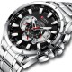 Мужские часы Curren 8363 Silver-Black с хронографом и металлическим браслетом
