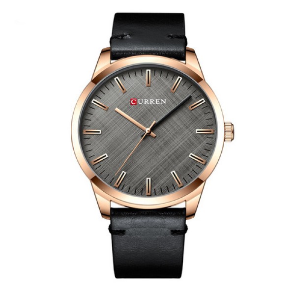 Мужские часы Curren 8386 Black-Gold-Gray с кварцевым механизмом и кожаным ремешком