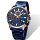 Мужские часы Curren 8415 Blue-Gold с хронографом и металлическим браслетом