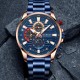 Мужские часы Curren 8415 Blue-Gold с хронографом и металлическим браслетом