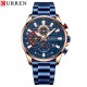 Мужские часы Curren 8415 Blue-Gold с хронографом и металлическим браслетом