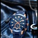 Мужские часы Curren 8417 Blue-Gold с хронографом и синим металлическим браслетом