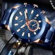 Мужские часы Curren 8417 Blue-Gold с хронографом и синим металлическим браслетом