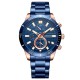 Мужские часы Curren 8417 Blue-Gold с хронографом и синим металлическим браслетом