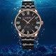 Чоловічий годинник Curren 8422 Black-Gold з металевим браслетом та мінеральним склом