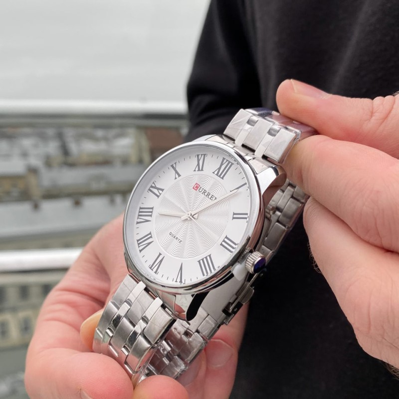 Мужские часы Curren 8422 Silver-White с корпусом из нержавеющей стали и минеральным стеклом