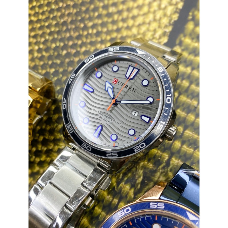 Мужские классические часы Curren 8426 Silver-Grey с серебристым металлическим браслетом и датой