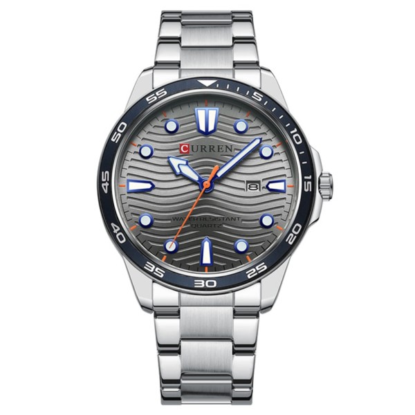 Мужские классические часы Curren 8426 Silver-Grey с серебристым металлическим браслетом и датой