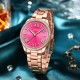 Женские часы Curren 9088 Rose Gold-Pink в классическом стиле с розовым циферблатом