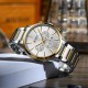 Мужские часы Curren 8435 Silver-Gold-Silver с хронографом и стальным браслетом