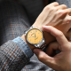 Чоловічий годинник Curren 9090 Silver-Orange зі сріблястим браслетом та жовтим циферблатом