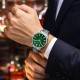 Чоловічий класичний годинник Curren 9090 Silver-Green зі сталевим браслетом та зеленим циферблатом