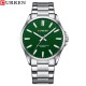 Чоловічий класичний годинник Curren 9090 Silver-Green зі сталевим браслетом та зеленим циферблатом