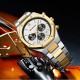 Мужские часы Curren 8440 Silver-Gold-White с хронографом и минеральным стеклом