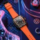 Мужские наручные часы Curren 8442 Black-Orange с хронографом и силиконовым ремешком