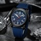 Чоловічий наручний годинник Curren 8454 Black-Blue з синім силіконовим ремінцем та мінеральним склом