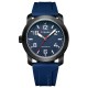 Чоловічий наручний годинник Curren 8454 Black-Blue з синім силіконовим ремінцем та мінеральним склом
