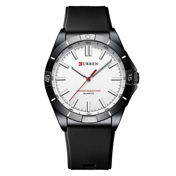 Мужские часы Curren 8449 Black-White в классическом стиле с люминесцентной подсветкой