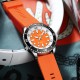 Мужские часы Curren 8448 Silver-Orange с силиконовым ремешком и минеральным стеклом