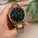 Мужские наручные часы Curren 8446 Silver-Gold-Black с хронографом и стальным браслетом