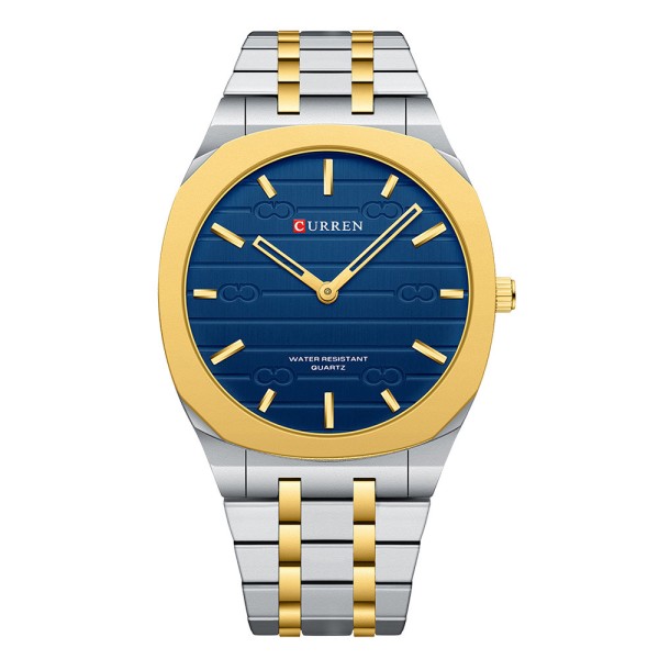 Мужские часы Curren 8444 Blue с металлическим браслетом и минеральным стеклом