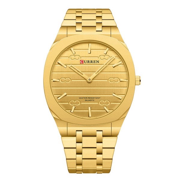 Мужские классические часы Curren 8444 Gold в золотистом цвете с металлическим браслетом