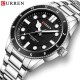 Мужские часы Curren 8450 Silver-Black с металлическим браслетом и минеральным стеклом