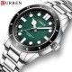 Мужские наручные часы Curren 8450 Silver-Green с серебристым браслетом и зеленым циферблатом