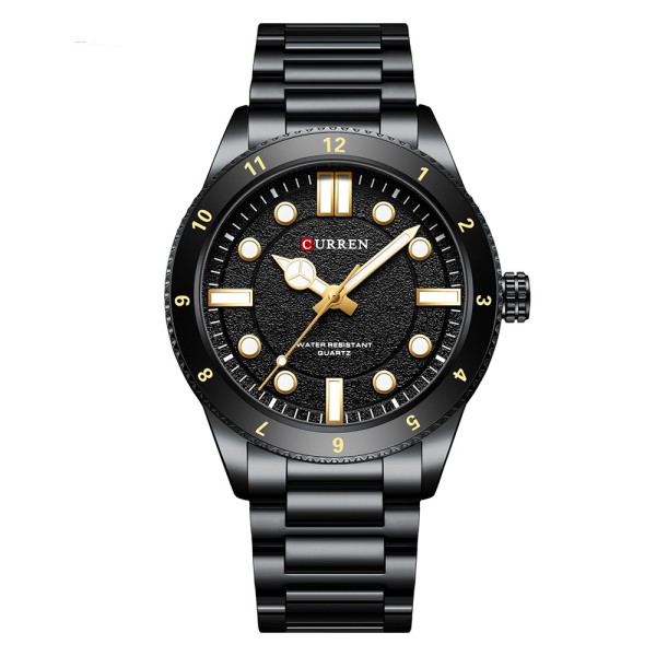 Мужские часы Curren 8450 All Black с металлическим браслетом и люминесцентной подсветкой