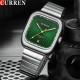 Чоловічий годинник Curren 8460 Silver-Green з зеленим циферблатом та сталевим браслетом