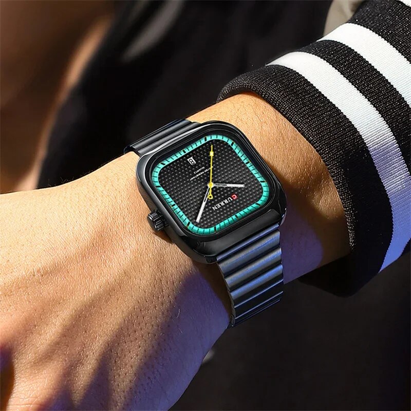 Чоловічий наручний годинник Curren 8460 All Black з мінеральним склом та сталевим корпусом