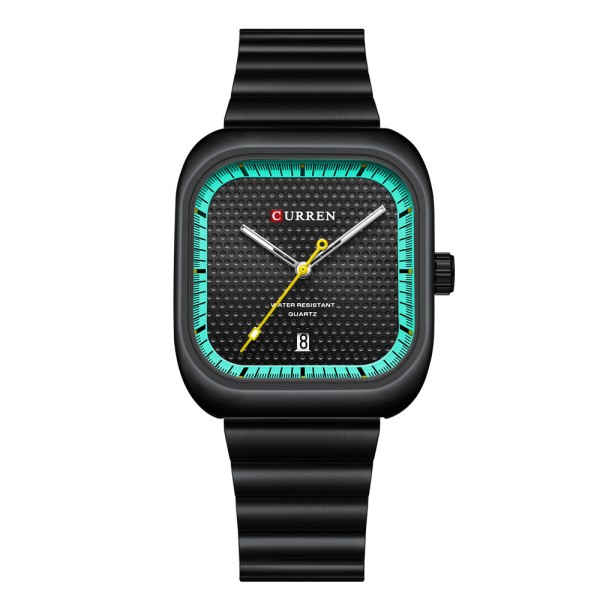 Чоловічий наручний годинник Curren 8460 All Black з мінеральним склом та сталевим корпусом