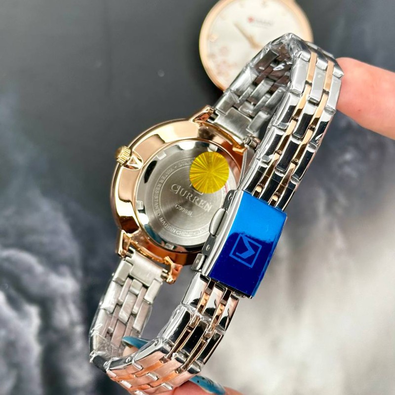 Женские часы Curren C9068L Comb Gold с минеральным стеклом и браслетом цвета розовое золото