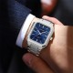 Мужские часы Curren 8457 Silver-Blue с кварцевым механизмом и прямоугольным корпусом
