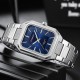Мужские часы Curren 8457 Silver-Blue с кварцевым механизмом и прямоугольным корпусом